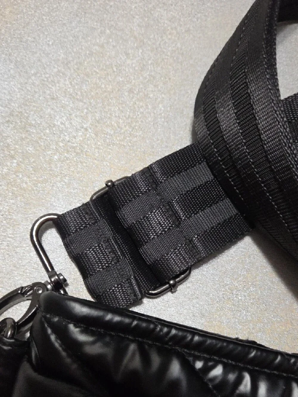 THINK ROYLN Quilted Black Crossbody Belt Bag with Wide Strap